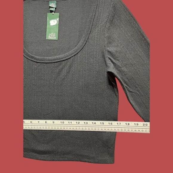 Wild Fable - Women's Ribbed Long Sleeve Scoopneck T-Shirt - Black - Extra Large - Picture 5 of 13